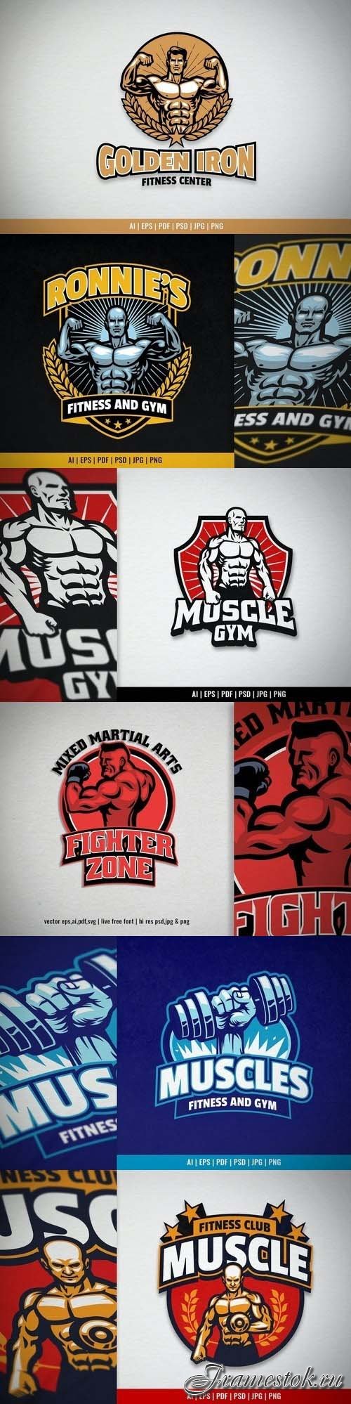 Muscle Bodybuilder Mascot For Gym Logo
