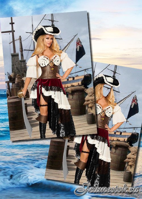 Женский фотошаблон — Костюм пирата